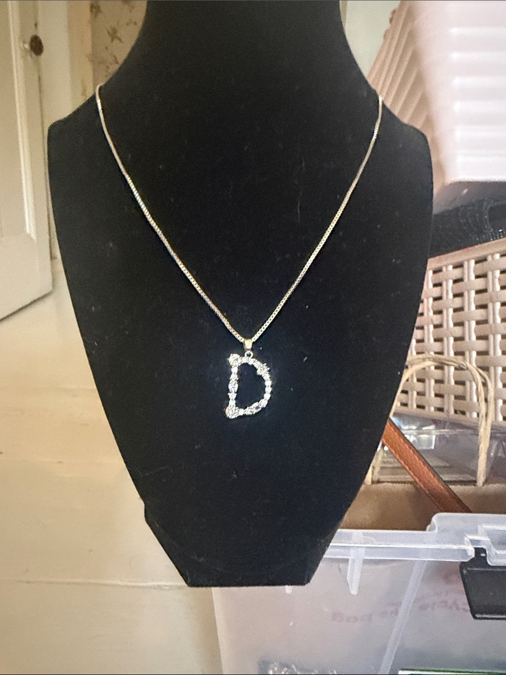 Silver Crystal Initial 'D' Pendant Necklace - Women's Jewelry